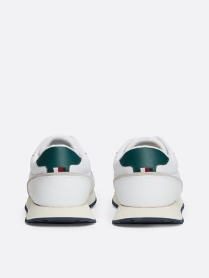 white leather serrated runner trainers for men tommy hilfiger