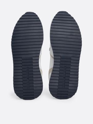white leather serrated runner trainers for men tommy hilfiger