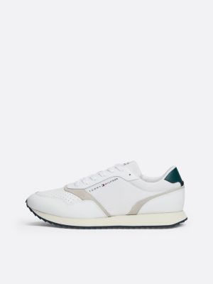 sneakers running con suola seghettata bianco da uomini tommy hilfiger