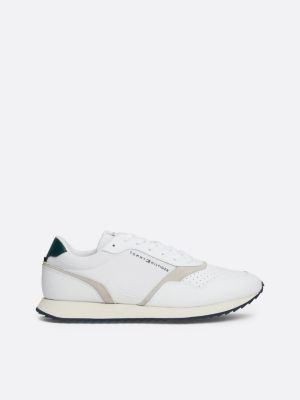 white leather serrated runner trainers for men tommy hilfiger