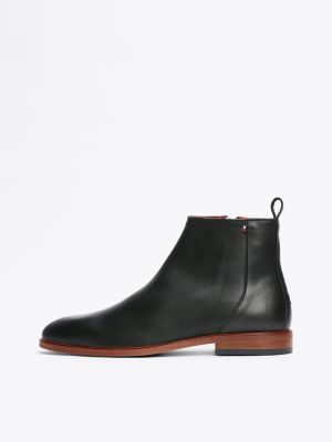 schwarz chelsea-boot aus leder mit reißverschluss für herren - tommy hilfiger