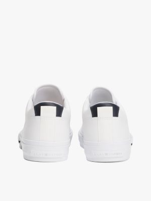 white signature leather trainers for men tommy hilfiger