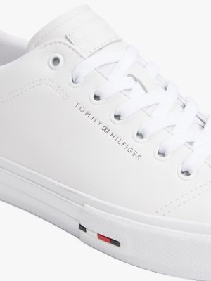 white signature leather trainers for men tommy hilfiger