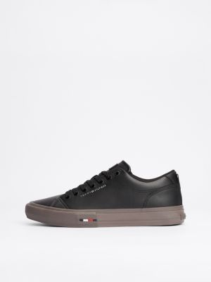 black signature leather trainers for men tommy hilfiger