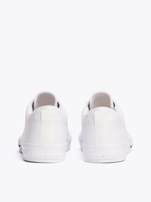 white signature leather trainers for men tommy hilfiger