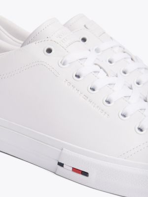 sneakers stringate in pelle con logo bianco da uomini tommy hilfiger