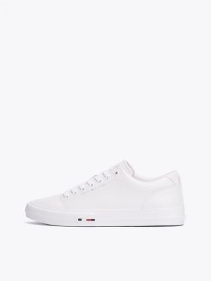 sneakers stringate in pelle con logo bianco da uomini tommy hilfiger