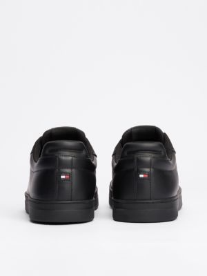 black flag embroidery leather court trainers for men tommy hilfiger