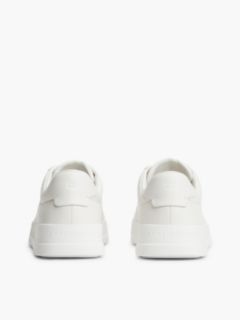 Leather Pebble Grain Court Trainers — White 4