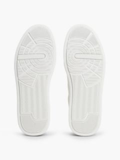 Leather Pebble Grain Court Trainers — White 5