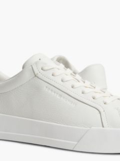 Leather Pebble Grain Court Trainers — White 6