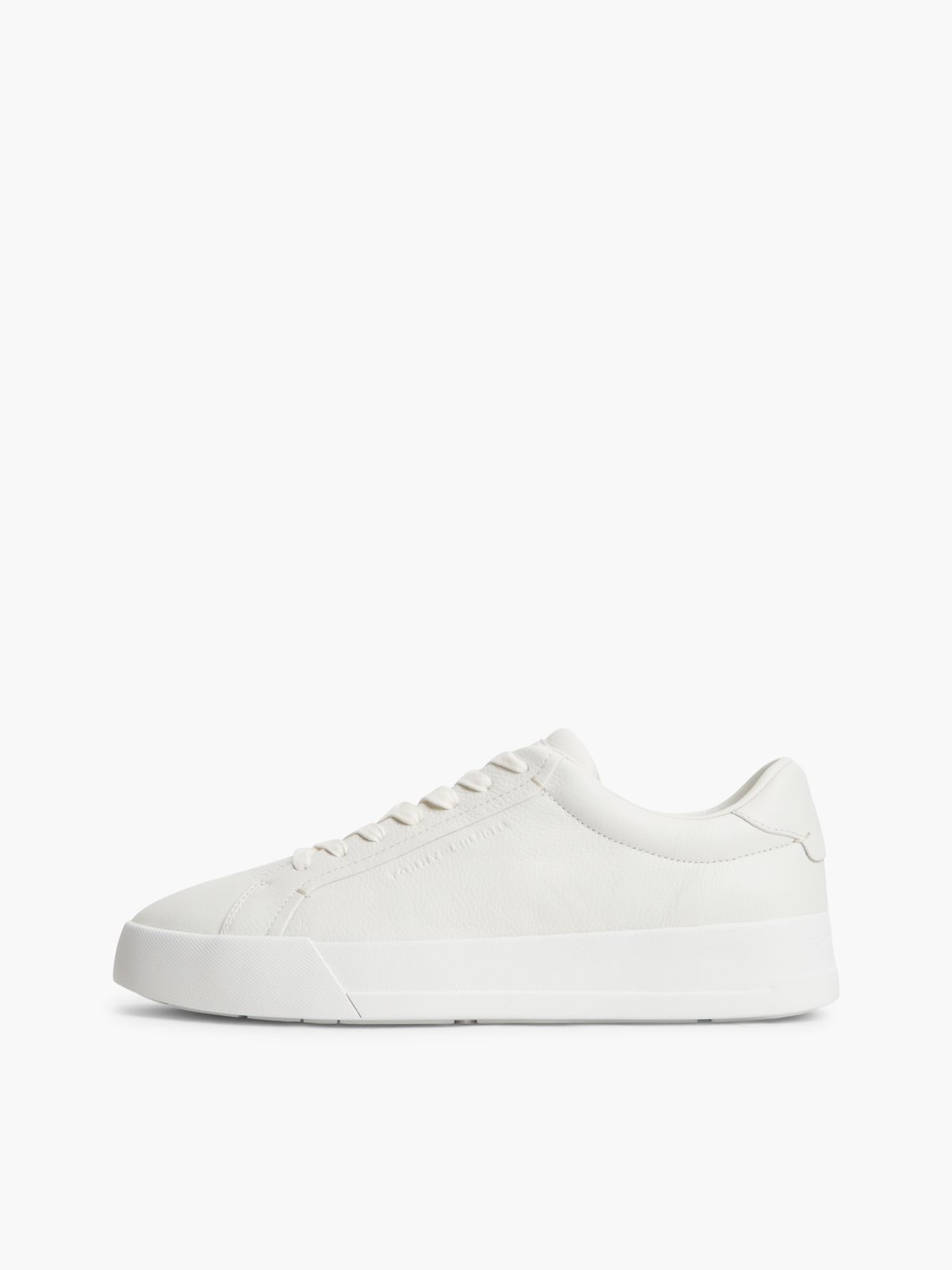 Leather Pebble Grain Court Trainers — White
