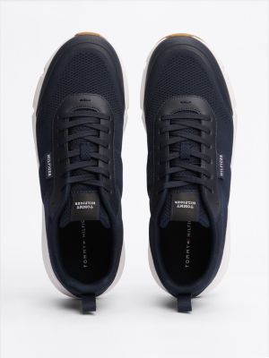 blau rutschhemmender runner-sneaker mit strick für herren - tommy hilfiger