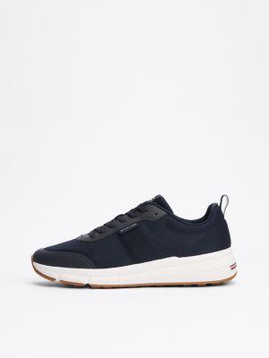 blau rutschhemmender runner-sneaker mit strick für herren - tommy hilfiger