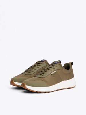 sneakers running con suola antiscivolo verde da uomini tommy hilfiger