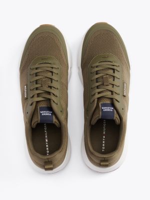 grün rutschhemmender runner-sneaker mit strick für herren - tommy hilfiger