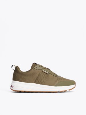 sneakers running con suola antiscivolo verde da uomini tommy hilfiger