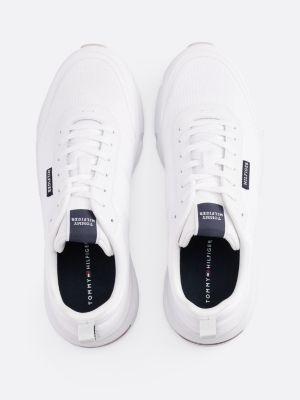 white knit cleat runner trainers for men tommy hilfiger