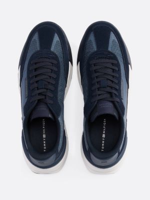 blue leather cleat classic trainers for men tommy hilfiger