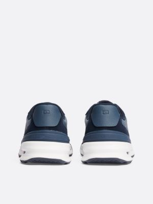 blauw klassieke leren sneaker met profielzool voor heren - tommy hilfiger
