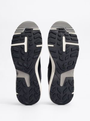 baskets multitextures en cuir bleu pour hommes tommy hilfiger