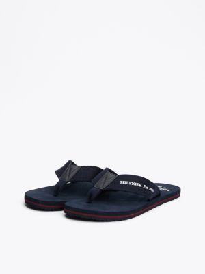 blue logo strap flip-flops for men tommy hilfiger