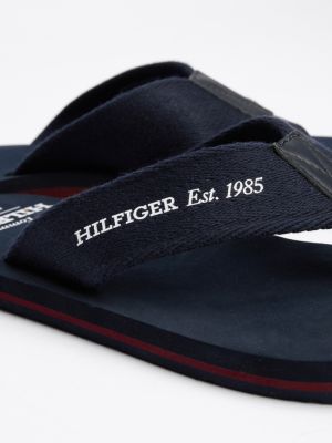 blue logo strap flip-flops for men tommy hilfiger