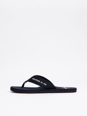 blue logo strap flip-flops for men tommy hilfiger