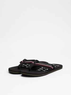 black logo strap signature flip-flops for men tommy hilfiger