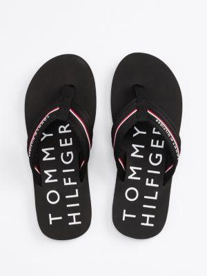 black logo strap signature flip-flops for men tommy hilfiger