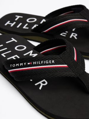 black logo strap signature flip-flops for men tommy hilfiger