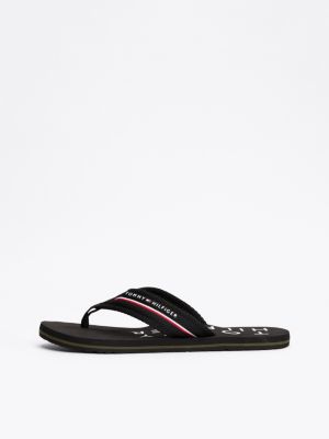 black logo strap signature flip-flops for men tommy hilfiger