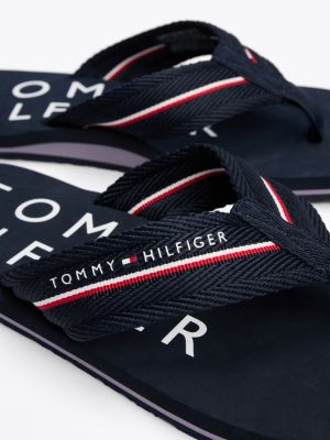 blau zehentrenner mit branding und logo-riemen für herren - tommy hilfiger