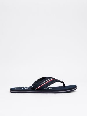 blue teenslipper met signature-bandje en logo voor heren - tommy hilfiger