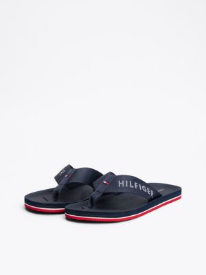 blue contoured footbed flip-flops for men tommy hilfiger