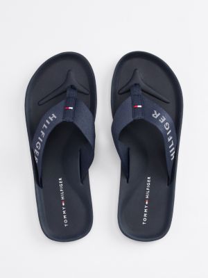 blue contoured footbed flip-flops for men tommy hilfiger