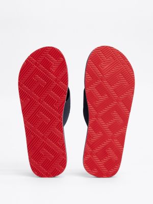 blue contoured footbed flip-flops for men tommy hilfiger