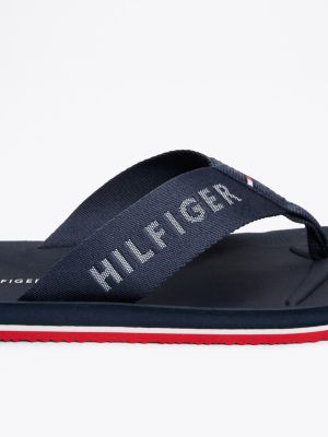 blue contoured footbed flip-flops for men tommy hilfiger