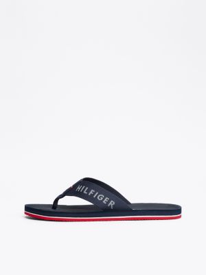 blue contoured footbed flip-flops for men tommy hilfiger