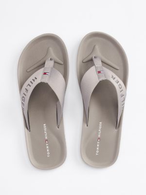 grey contoured footbed flip-flops for men tommy hilfiger