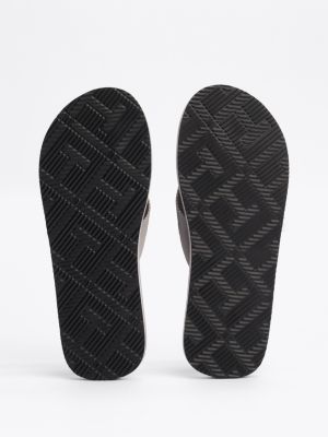 grey contoured footbed flip-flops for men tommy hilfiger