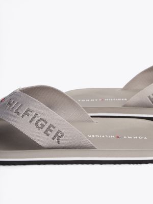 grey contoured footbed flip-flops for men tommy hilfiger