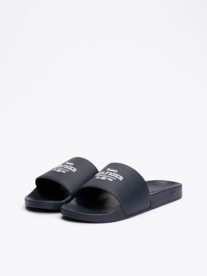 blue logo embroidery pool slides for men tommy hilfiger