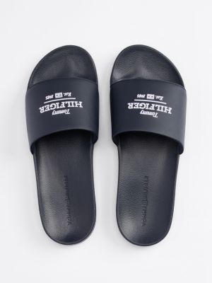 blue logo embroidery pool slides for men tommy hilfiger