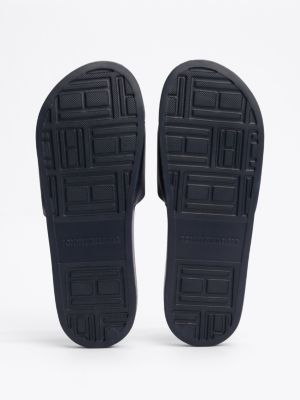 blue logo embroidery pool slides for men tommy hilfiger