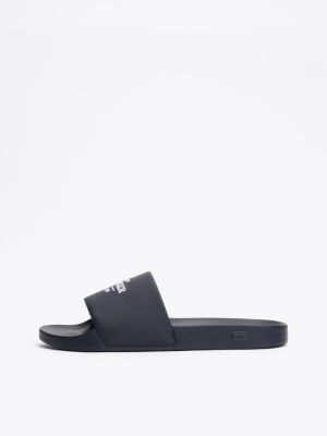 blue logo embroidery pool slides for men tommy hilfiger