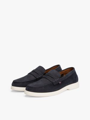 multi signature leather loafers for men tommy hilfiger