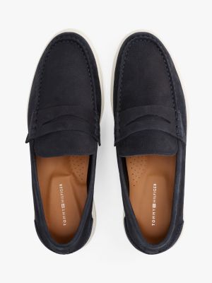 multi signature leather loafers for men tommy hilfiger