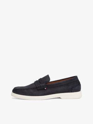 multi signature leather loafers for men tommy hilfiger