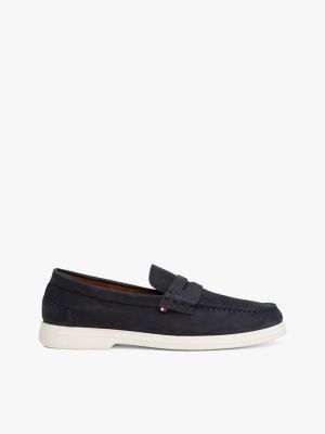 multi signature leather loafers for men tommy hilfiger